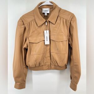 Jason Wu Faux Leather Jacket Camel Tan NWT Biker Moto Jacket Womens Med.*Flaw